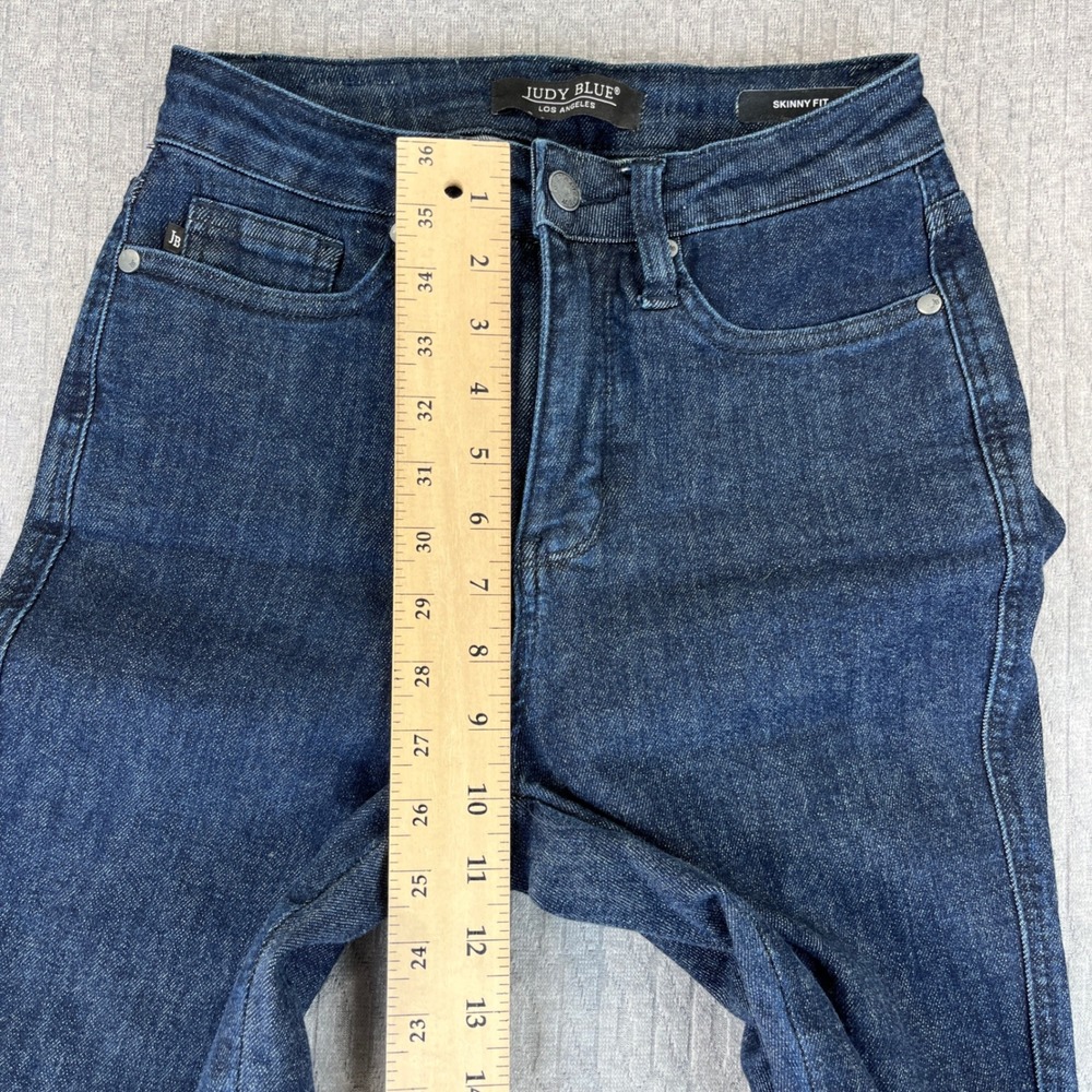 New Judy Blue Skinny Fit Jeans Women 0/24(23X28 1/2) high rise Dark Wash Raw Hem - Picture 8 of 12